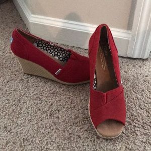 Toms pep toe wedges - Red